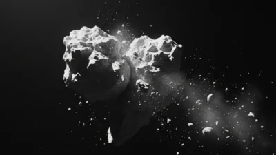 two asteroids colliding