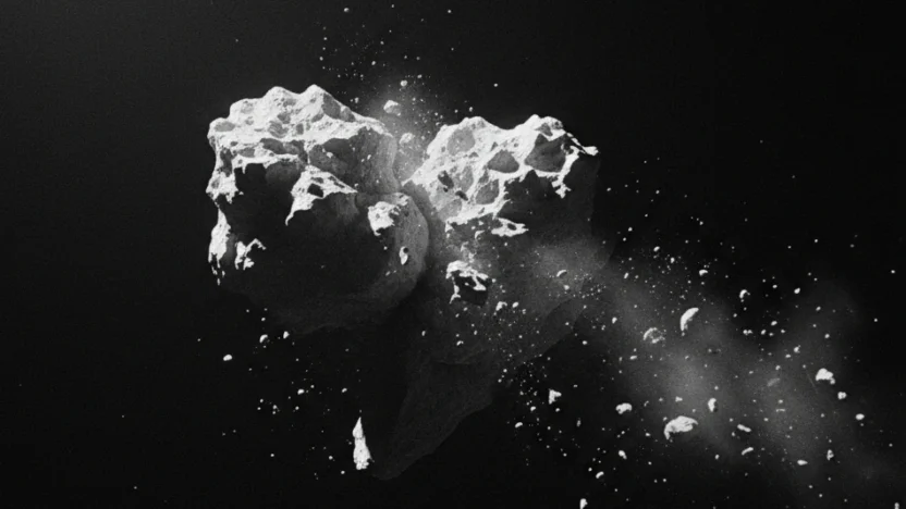 two asteroids colliding