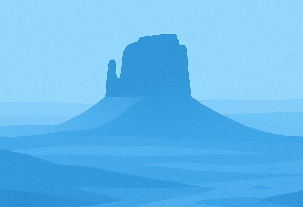 Mountains in pastel blue tones